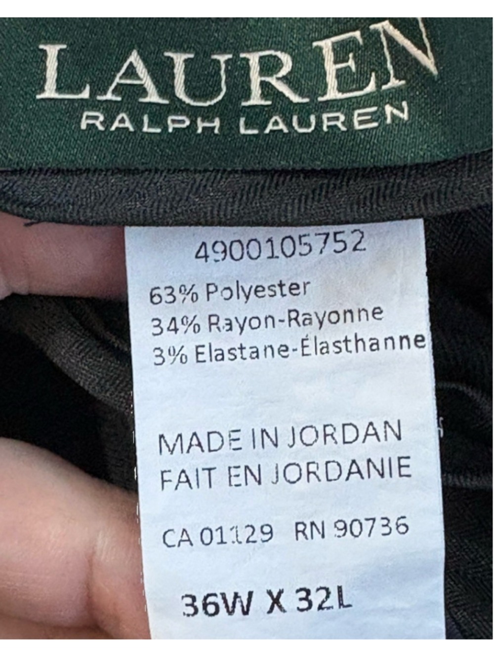 Lauren Ralph Lauren Men’s Black Dress Pants 36x32 Flat Front Stretch Slacks Bus - Picture 3 of 7